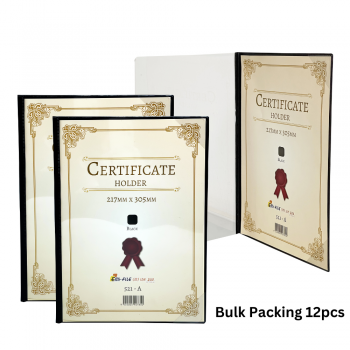 521A Certificate Holder with Rigid Cover - Black / 12pcs (W/O Packing)