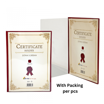 521A Certificate Holder with Rigid Cover - Maroon / 12pcs (With Packing)