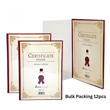 521A Certificate Holder with Rigid Cover - Maroon / 12pcs (W/O Packing)