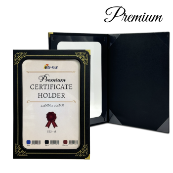 Premium Certificate Holder with Window (523) - Black / 20pcs