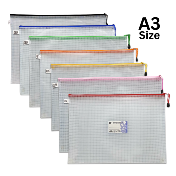 PVC Mesh Zipper Bag A3 (6199) - 12pcs